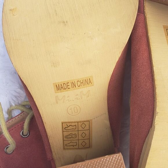 Mi.iM size 10 lace up open toe soft red faux suede bootie - Picture 5 of 6